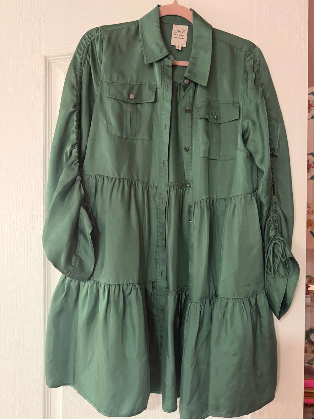 Green Tiered Shirt Jacket